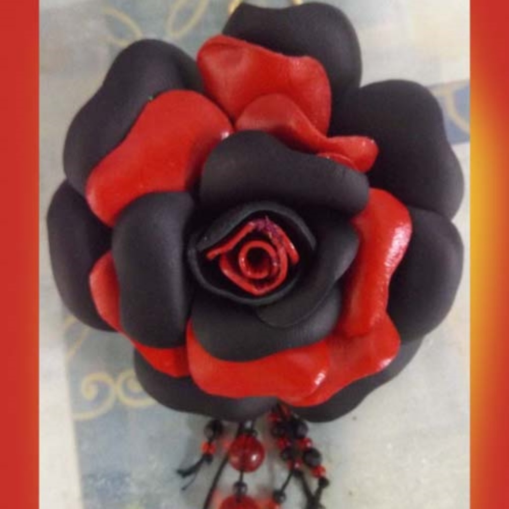 Genuine Leather Multi Colored Rose Handbag Charm